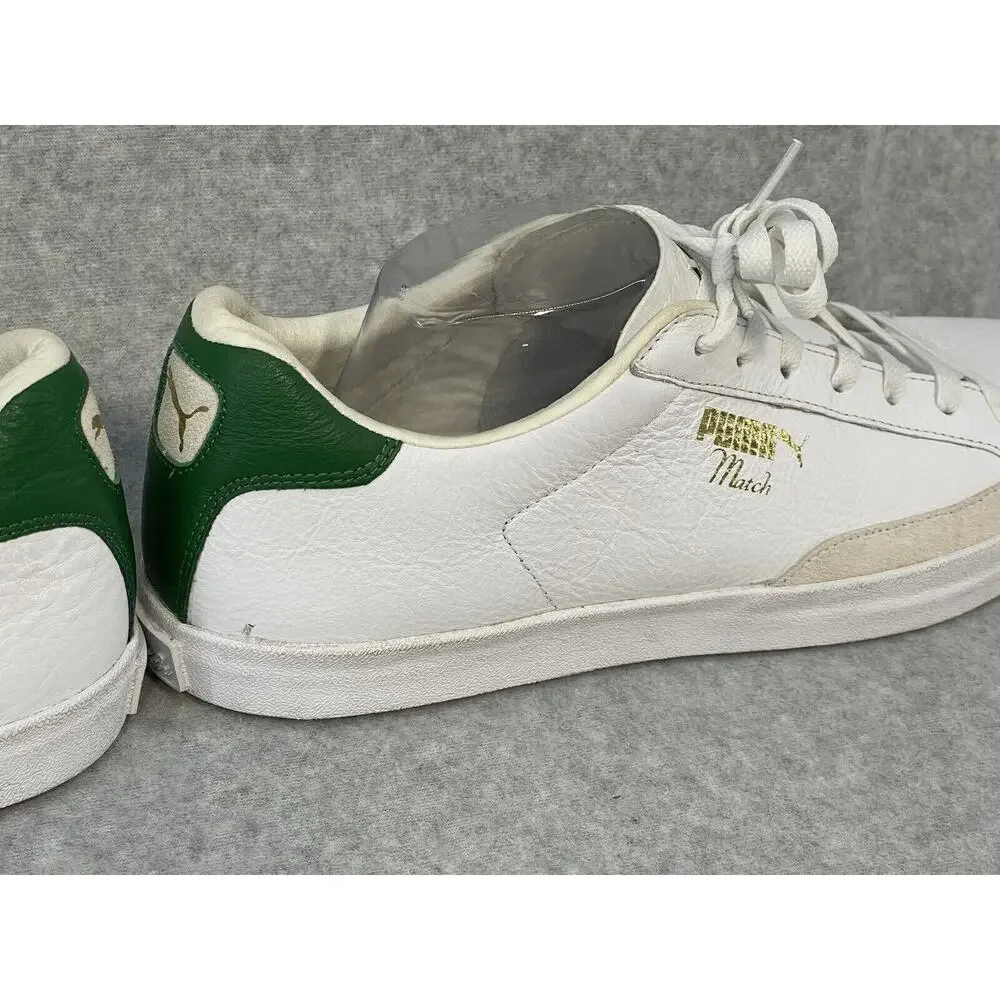 Puma Match Vulc Mens White Green Leather Casual Shoes Sneakers Size 10